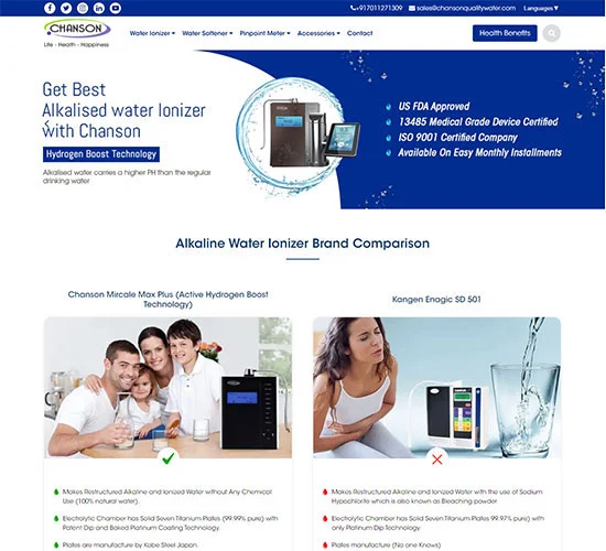 Chanson Quality Water | Web Development | Proftcode